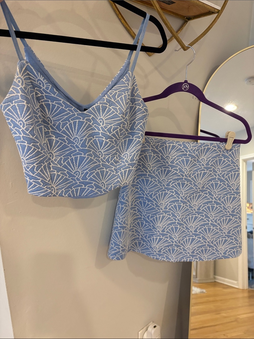 Design Lab Sky Blue Floral Knit Two Piece